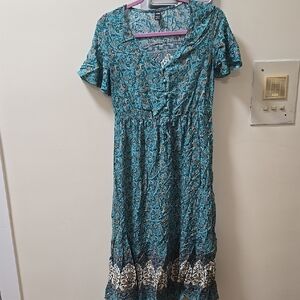 Floral Print Blue Dress